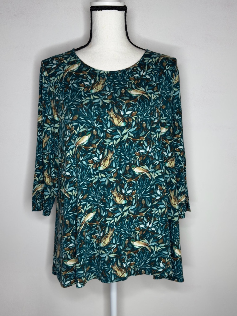 J.Jill The J.Jill Wearever Collection Tahitian Teal Festive Menageri Top - Large